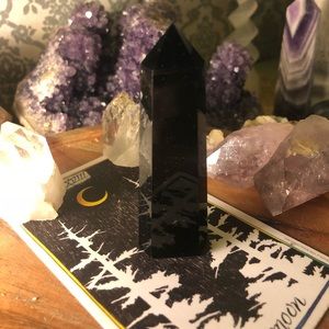 Protection Black obsidian crystal tower 🌙